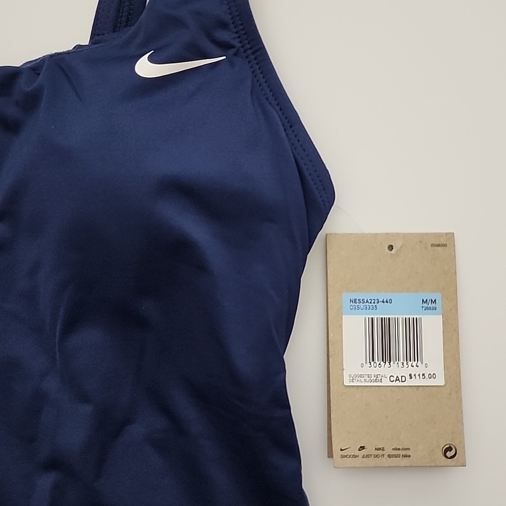 NWT Nike Women's One Piece Scoop Back Performance Swimsuit Navy Medium - Picture 11 of 15